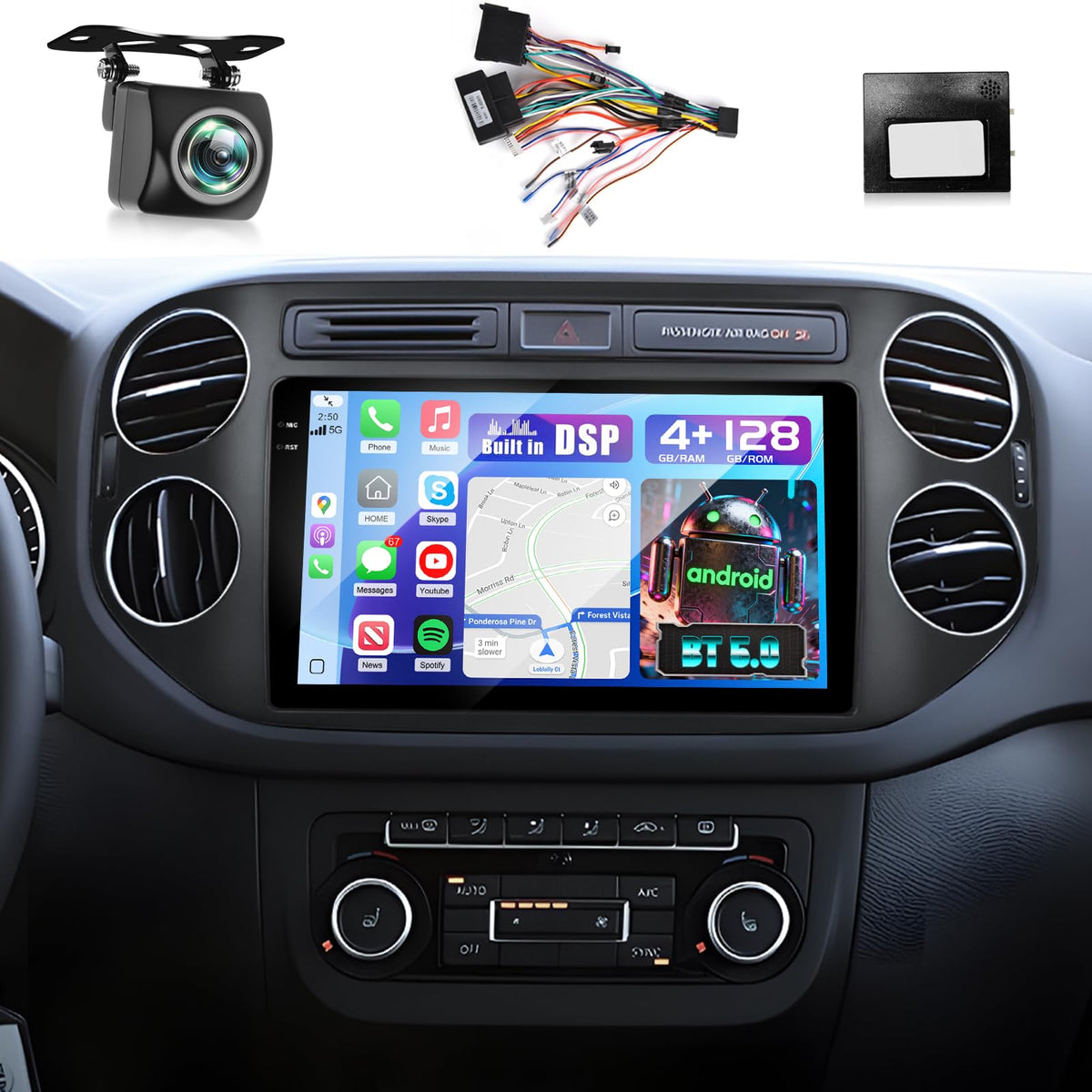 [4+64G] 11.5 inch Large Touch Screen for VW Tiguan 2006-2016: NHOPEEW 2000 * 1200P IPS Incell Touchscreen Tiguan Android Stereo - Carplay, Android Auto, 5G/WiFi, GPS, Custom Homepage + Backup Camera