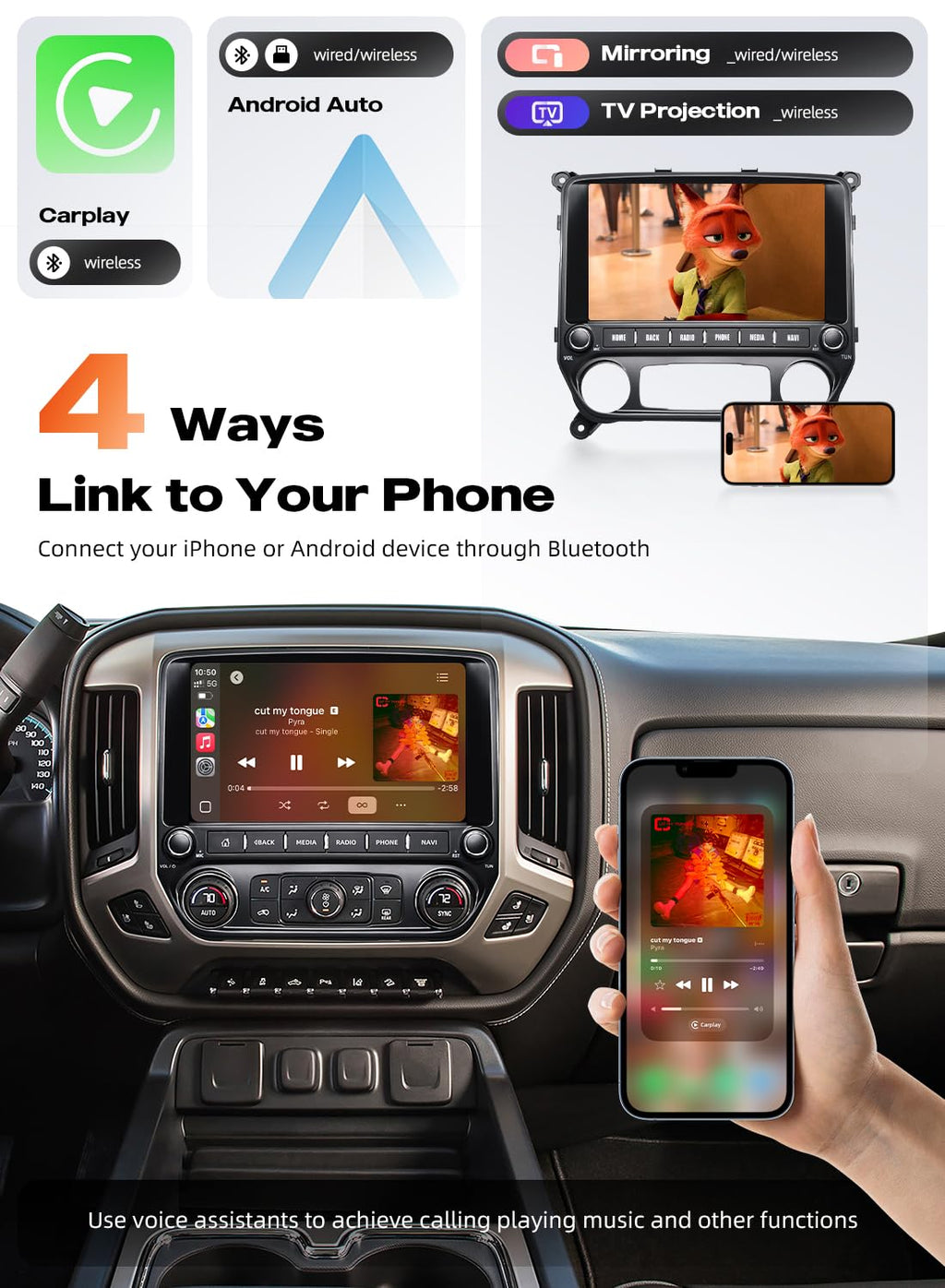 Dasaita Android 13 Car Stereo for 2014-2019 Chevy Silverado GMC Sierra