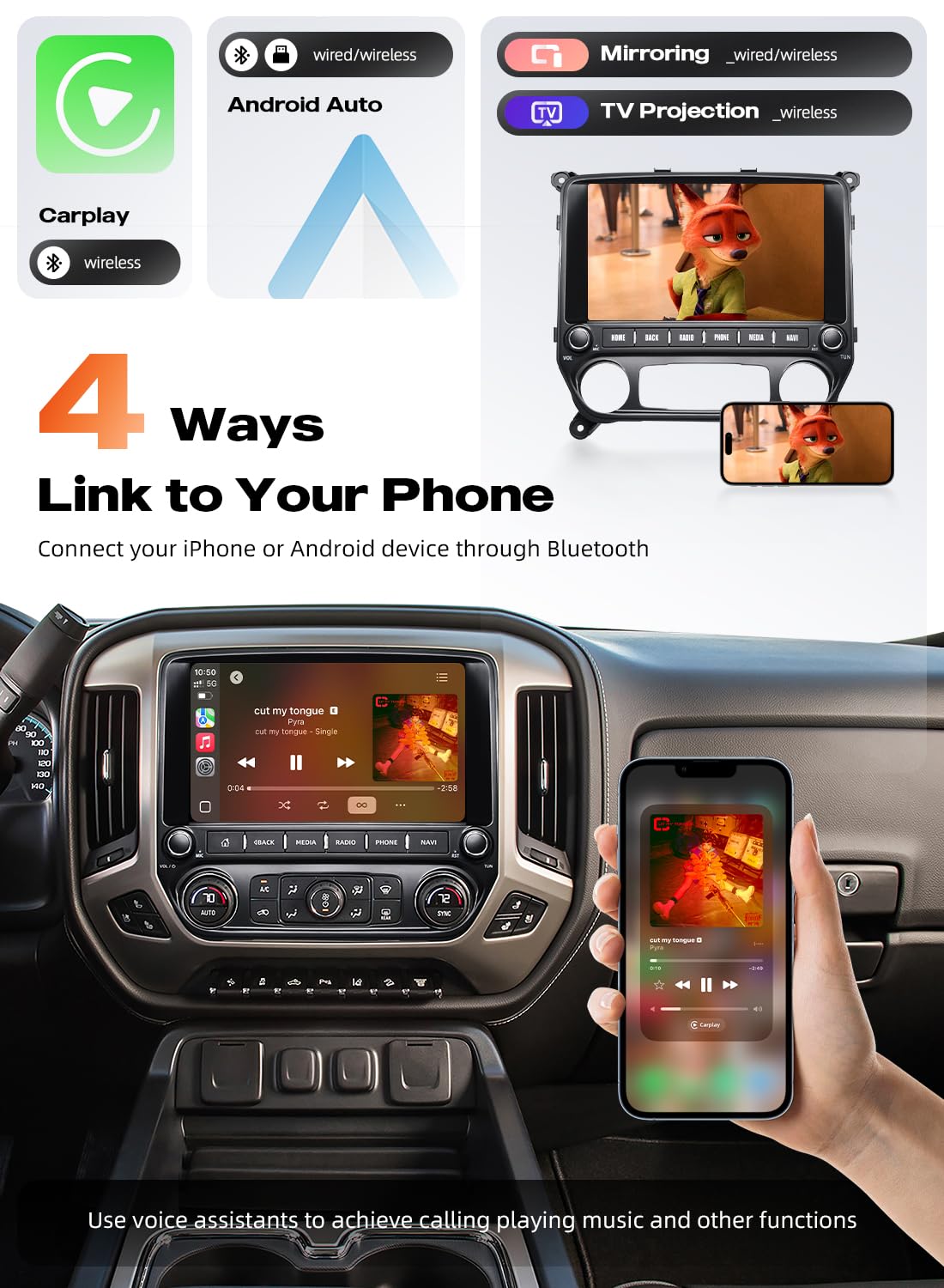 Dasaita Android 13 Car Stereo for 2014-2019 Chevy Silverado GMC Sierra