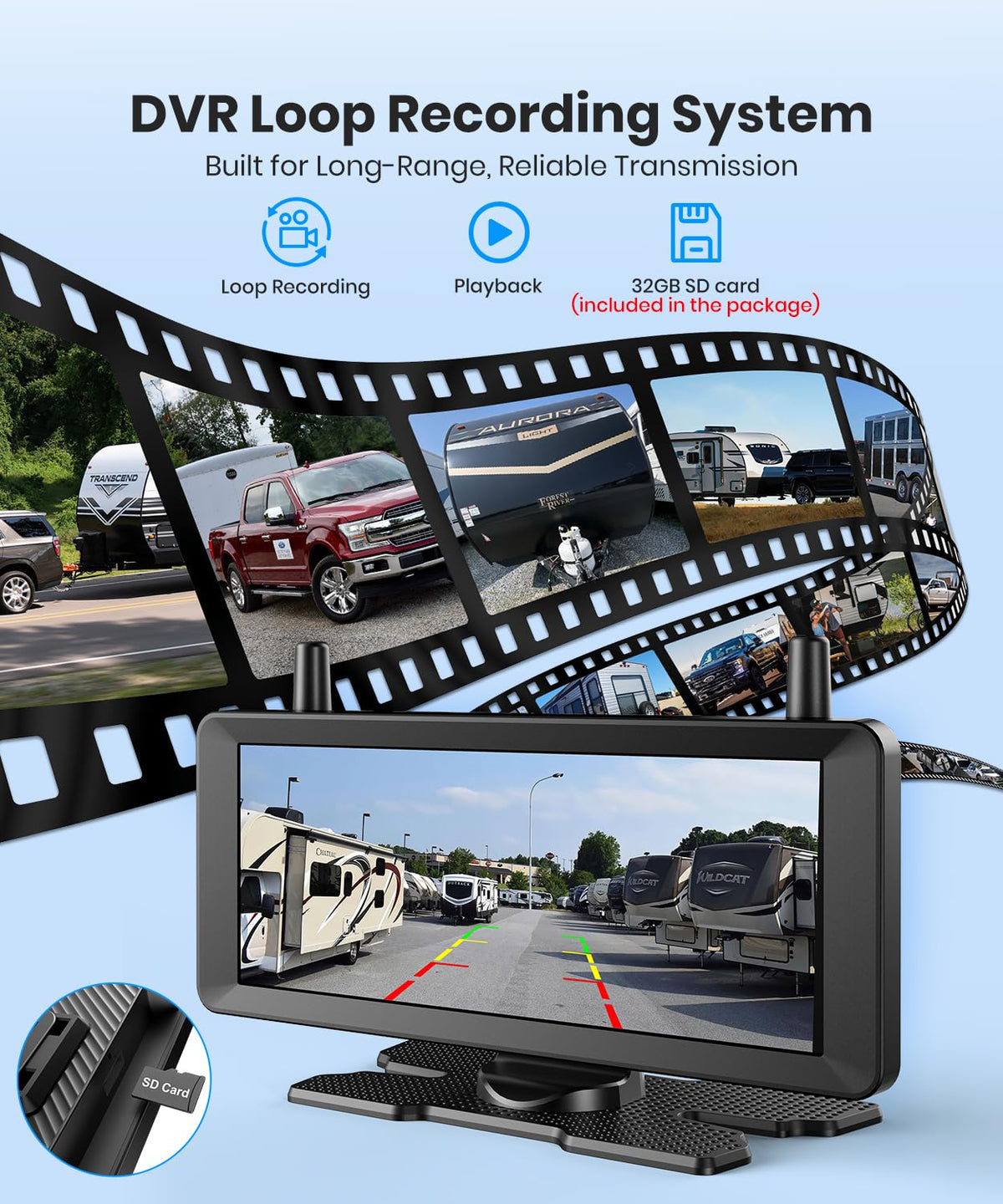 AUTO-VOX 7.2" Dual Wireless Magnetic Backup Camera System, 1-Min Install