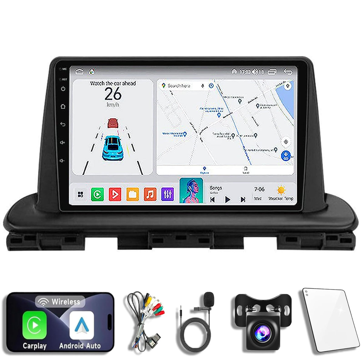 8CORE 2+64GB Android 14 Car Radio Stereo for 2018-2021 Kia Cerato 4 IV Forte, 9 Inch Touch Screen Head Unit Dash Kit with Wireless CarPlay Android Auto, GPS Navigation Bluetooth SWC WiFi 5G DSP
