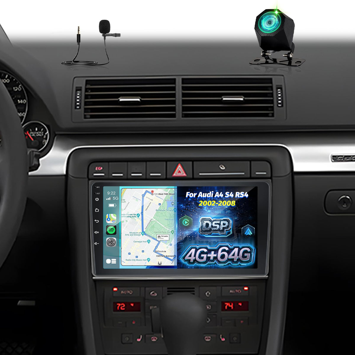 [8 Core Qualcomm 4+64G] for Audi A4 S4 RS4 2002-2008 Android Radio