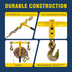 Ratchet Chain Binder Kit 3/8''-1/2" and 3/8"×10ft Chains,9200lbs Capacity