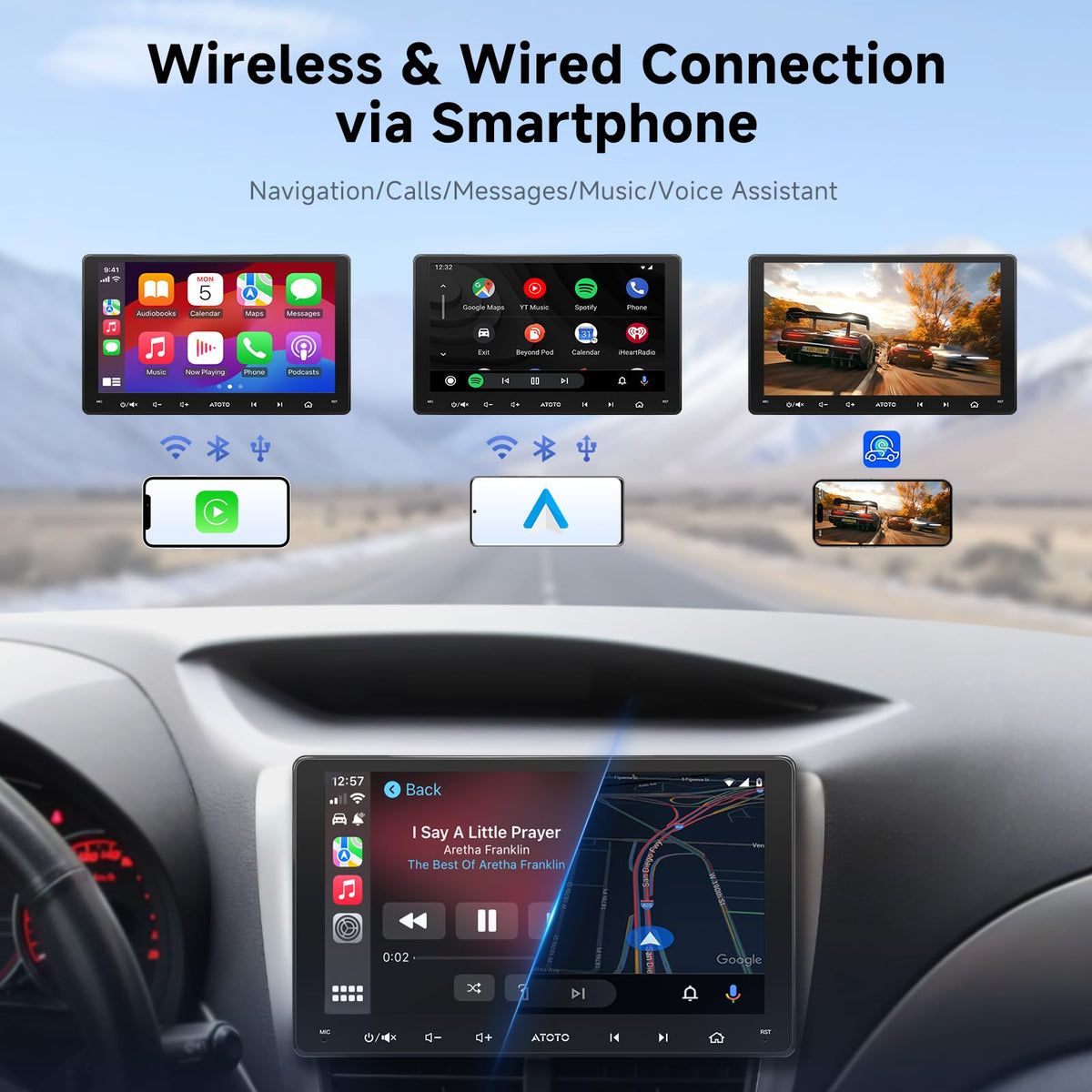 A5L 9" Android Double-DIN Car Stereo with 1080P Dashcam & Backup Camera