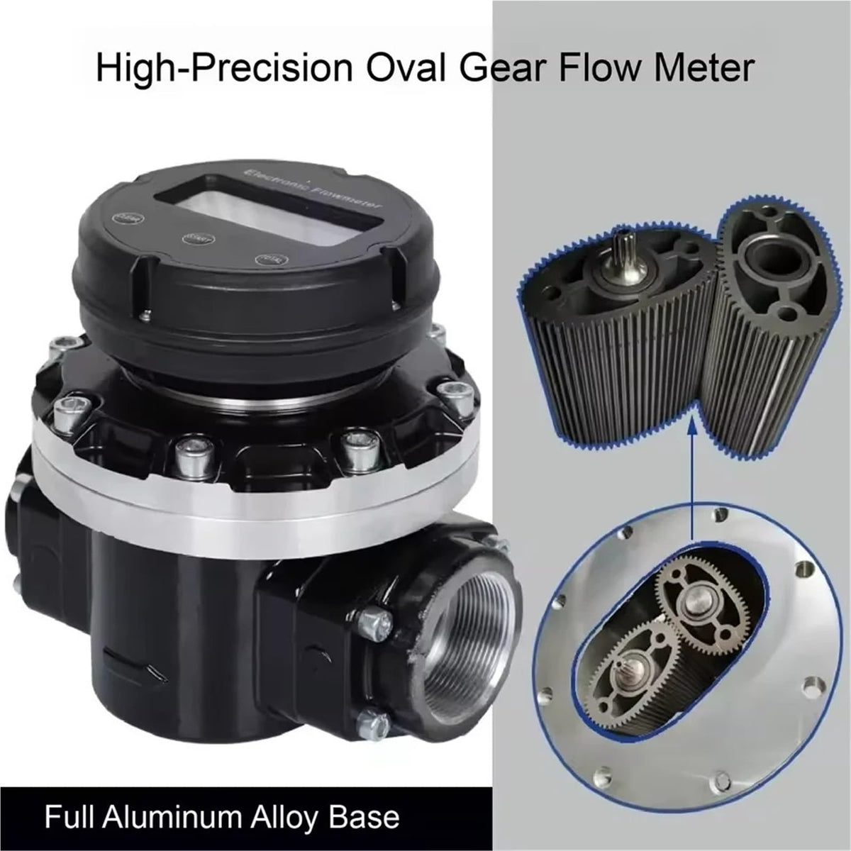 1pcs Electronic Oval Gear Flow Meter 1inch/1.5inch/2inch High Precision Digital Fuel Meter(1inch)