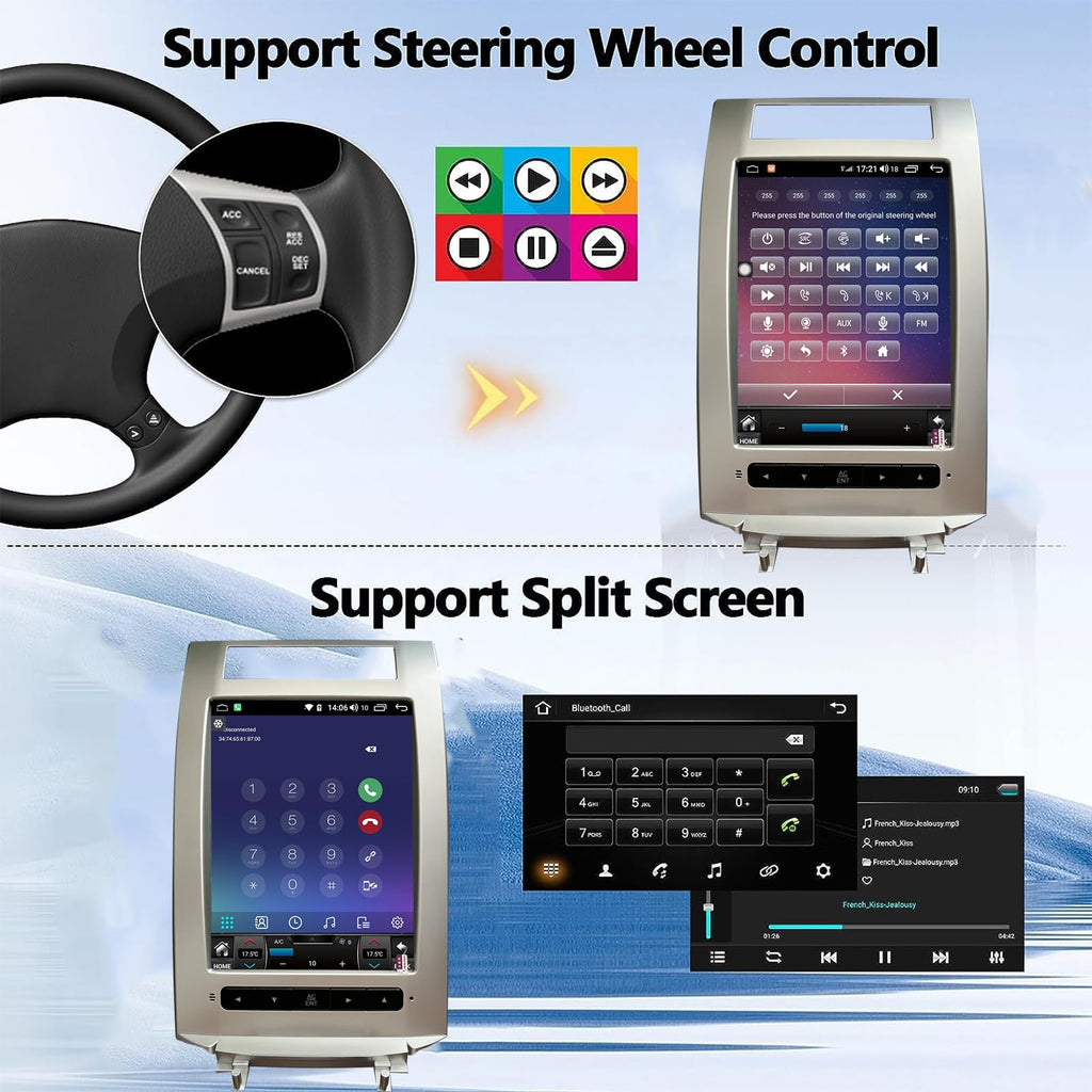 for Acura RL 2004-2012 Android 14 Radio Tesla Style 9.7-Inch IPS Touch Screen Stereo with Bluetooth 5.0 Carplay/Android Auto GPS Navigation for Car Multimedia Player with HD Rear-View Camera
