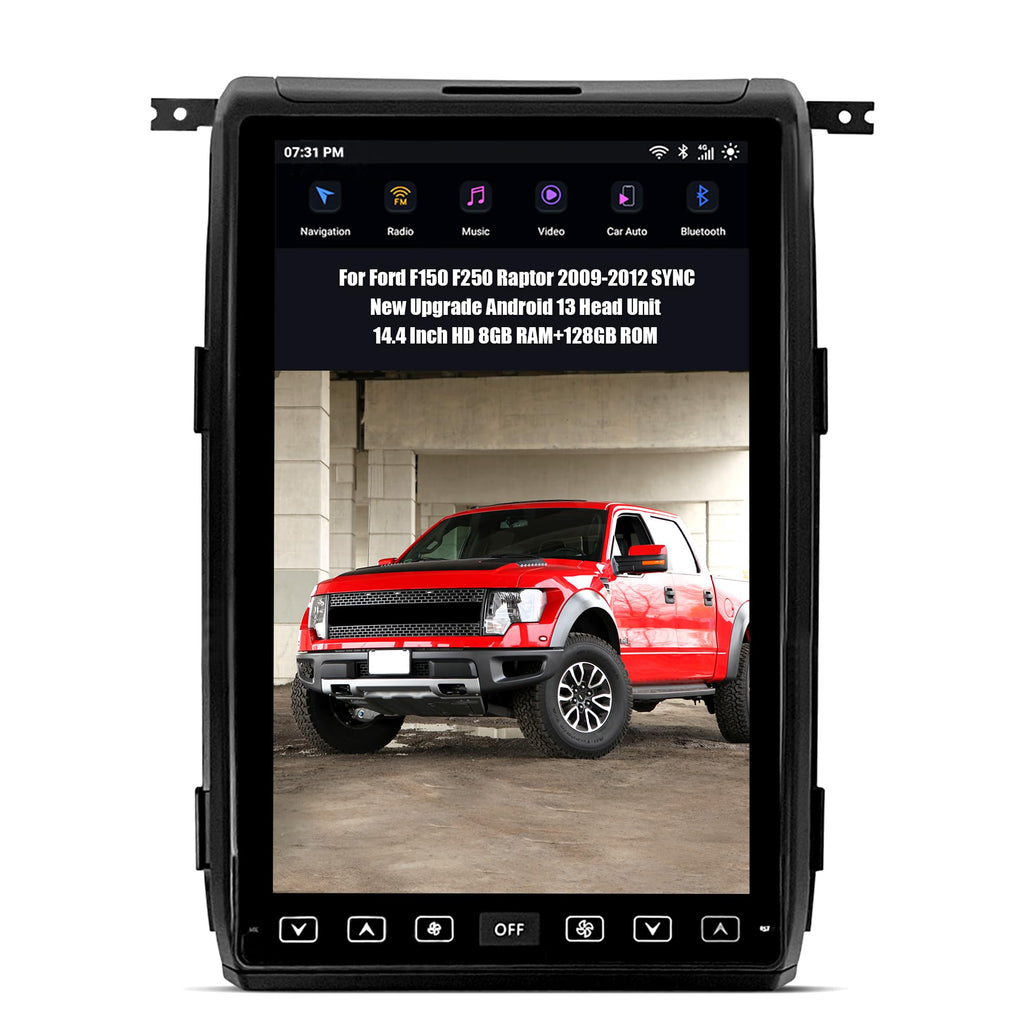 AuCar for Ford F150 F250 Raptor 2013-2014 (SYNC 2 System) 14.4 Inch Touch Screen Android 13 Car Radio Head Unit, Car Multimedia Player GPS Navigation Wireless Carplay Android Auto 8GB+128GB