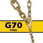 20ft Chain and Binder Kit 3/8in-1/2in, G70 Chains Ratchet Load Binders 9200lbs Working Strength, (4) Ratchet Binders and Chains, (4) 3/8in x 20ft G70, for Truck, Tie Down, Hauling, Towing