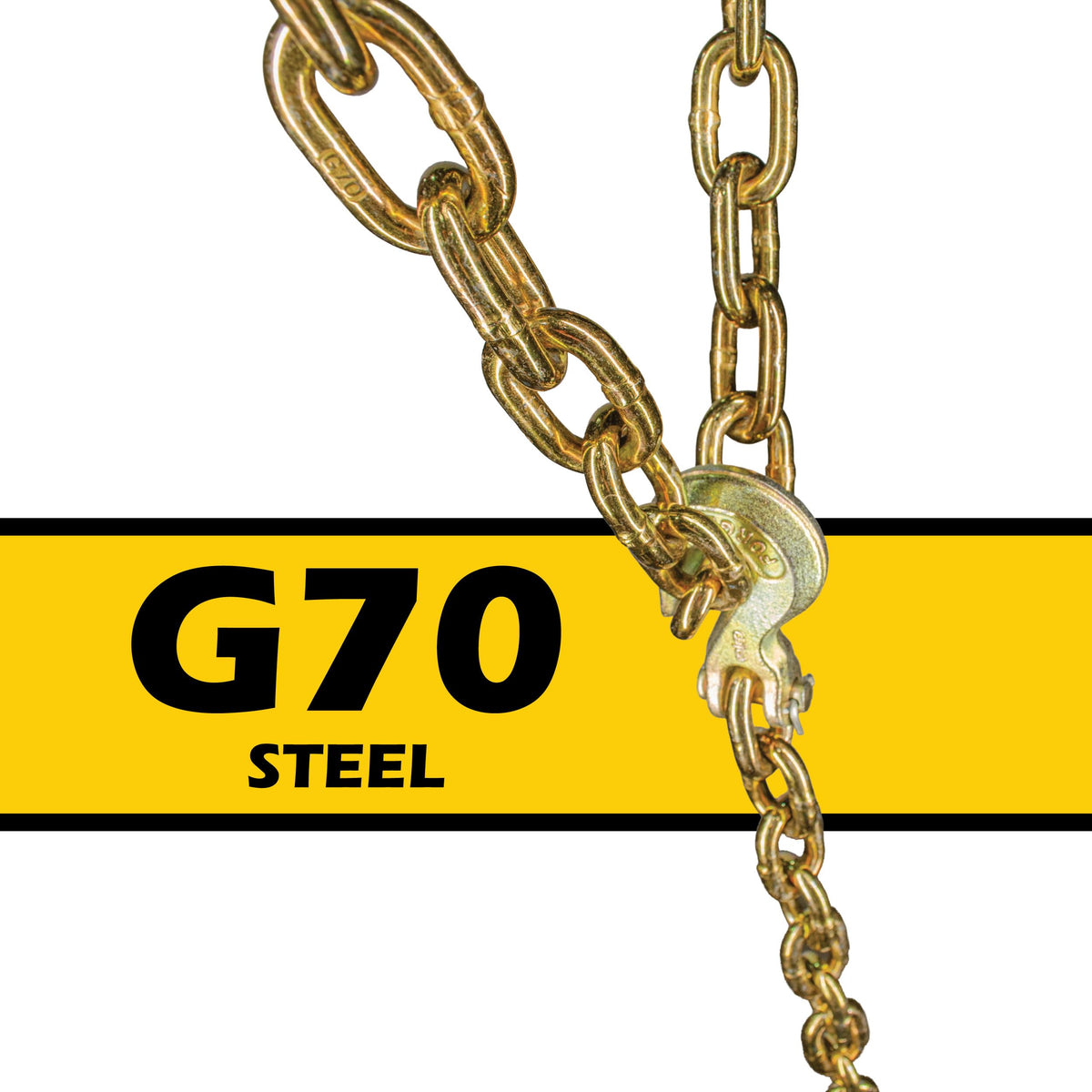 20ft Chain and Binder Kit 3/8in-1/2in, G70 Chains Ratchet Load Binders 9200lbs Working Strength, (4) Ratchet Binders and Chains, (4) 3/8in x 20ft G70, for Truck, Tie Down, Hauling, Towing