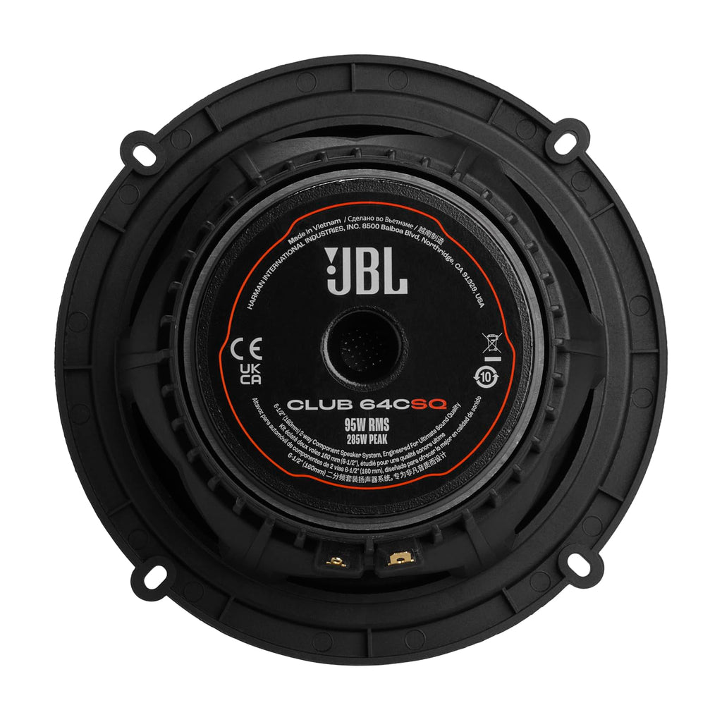 JBL Club 64CSQ - 6-1/2” Component Premium Speakers, 95W RMS, 285W Peak, Sensitivity (@ 2.83V): 93dB, Frequency Response: 48Hz – 21kHz, Nominal Impedance: 3.0 ohms