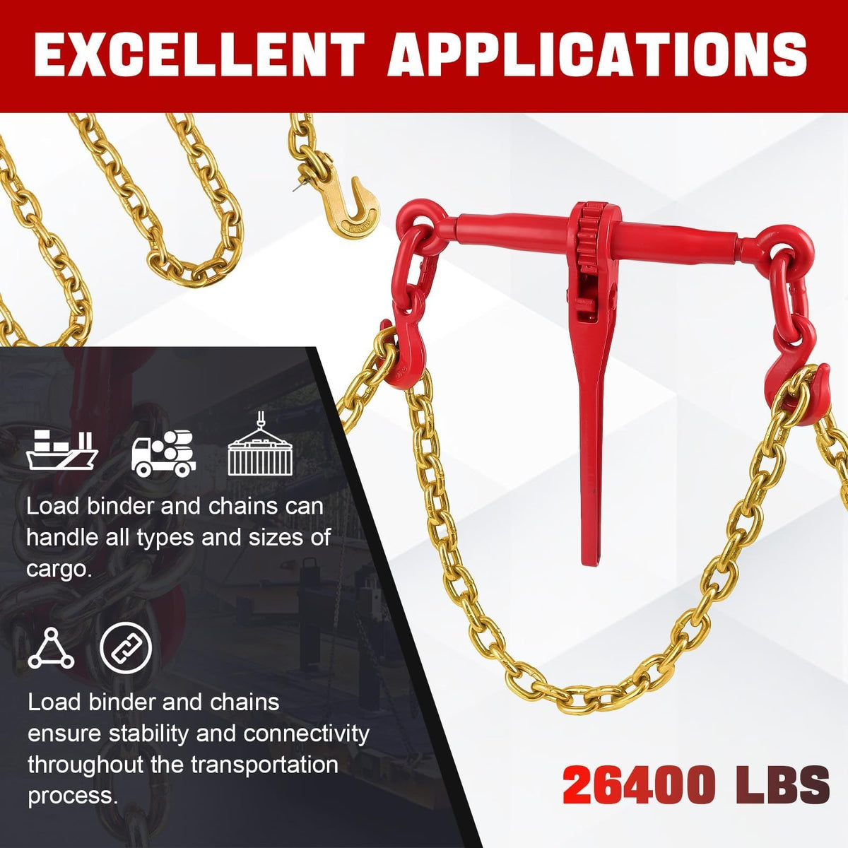 Chain Binder Kit 3/8"-1/2" 4Pcs, Ratchet Load Binders 9200 lbs