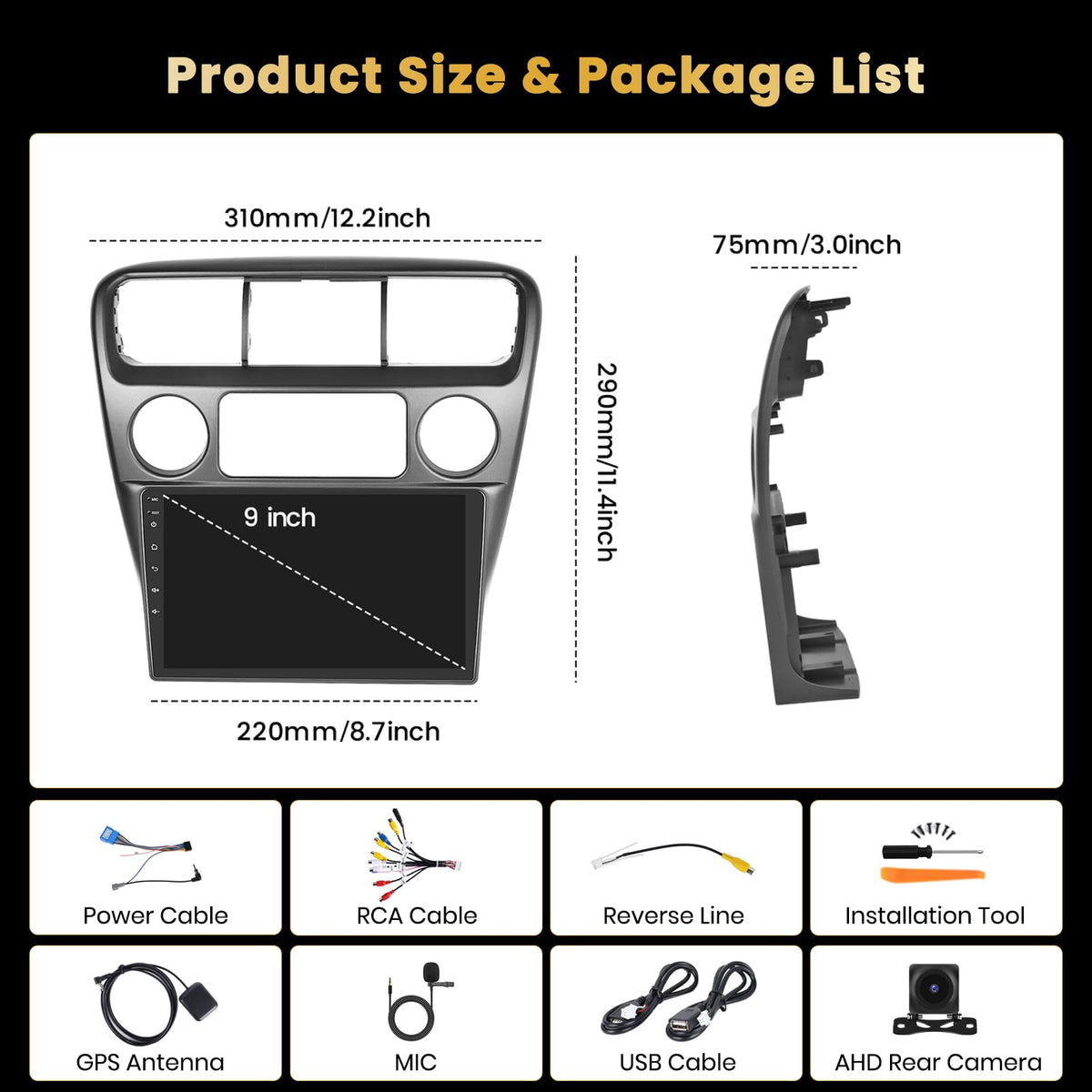 Hikity 8 core 4+64G Android 15 Car Radio for Honda Accord 1998-2002 Stereo