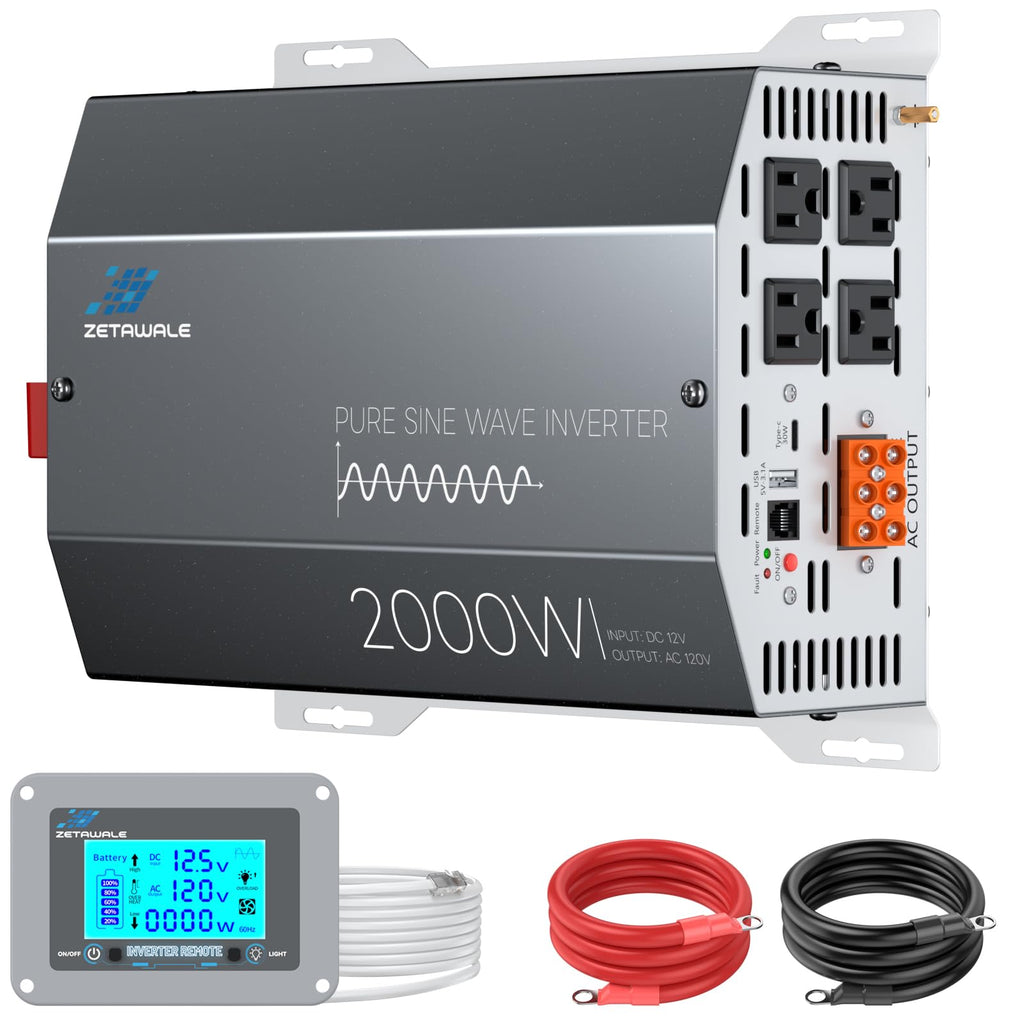 2500W Pure Sine Wave Inverter with Built-in ATS 12V DC to 120V AC for RVs