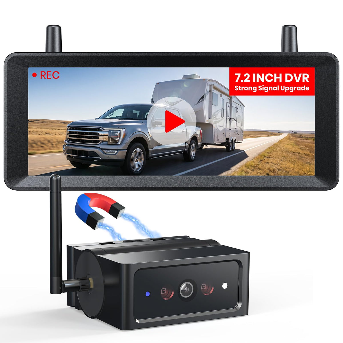 AUTO-VOX 7.2" Dual Wireless Magnetic Backup Camera System, 1-Min Install