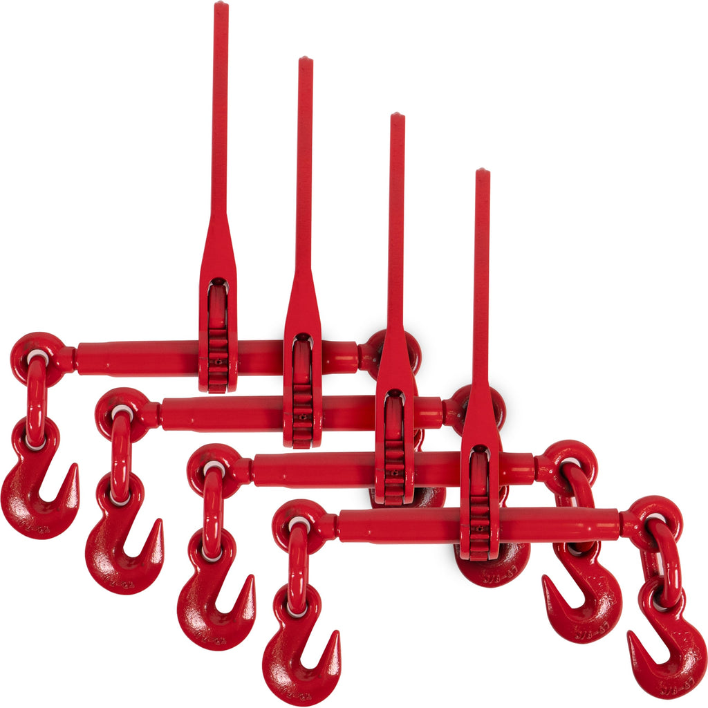 US Cargo Control Ratchet Chain Binders 3/8"- 1/2" (4-Pack), 9,200 LBS Working Load Limit, Use Ratchet Binders with 3/8 Inch Grade 70 and 3/8 Inch & 1/2 Inch Grade 43 Chain