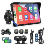 Motorcycle CarPlay Screen with Android Auto – 7” Waterproof GPS, Pantalla para Moto, Apple CarPlay, Navigation System for Motorcycle, Dual 4K Dash Cam Bluetooth Audio, BSD & TPMS