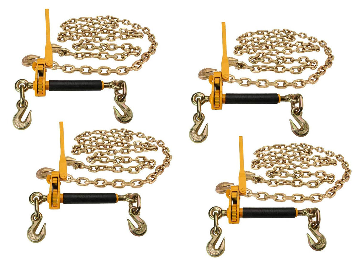 Mytee Products (4 Pack) 3/8" X 16' G70 Chain 5/16-3/8 Peerless QuikBinder Kit H5125-0658 Ratchet Load Binder WLL #7,100