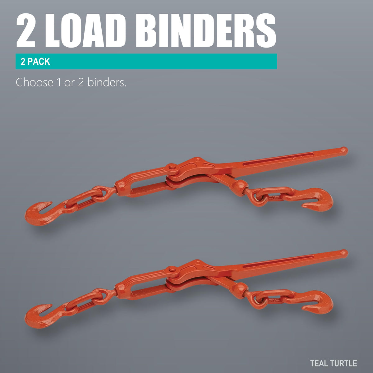 Teal Turtle Lever Load Binder, 3/8 to 1/2 Inch, 9200 Lb Capacity 2 Pack