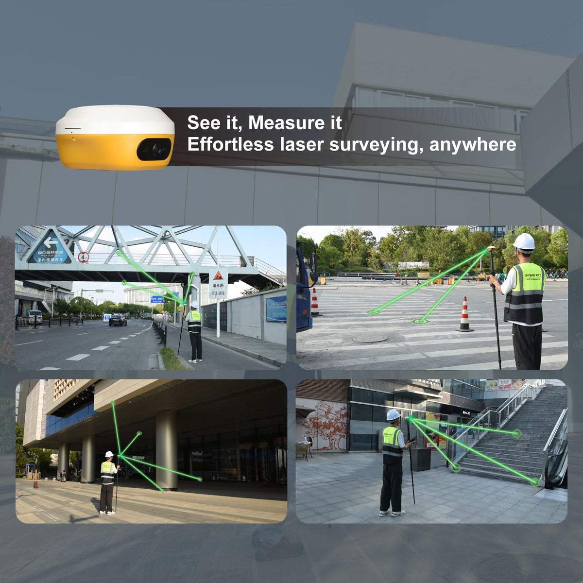 L1-AR+L1-Laser GNSS RTK Base+Rover – RTK GPS Handheld Collector with Software & Visual Stakeout with Camera, Global Shutter with 2 MP, 2cm Accuracy, 120° Tilt Survey | Professional Support