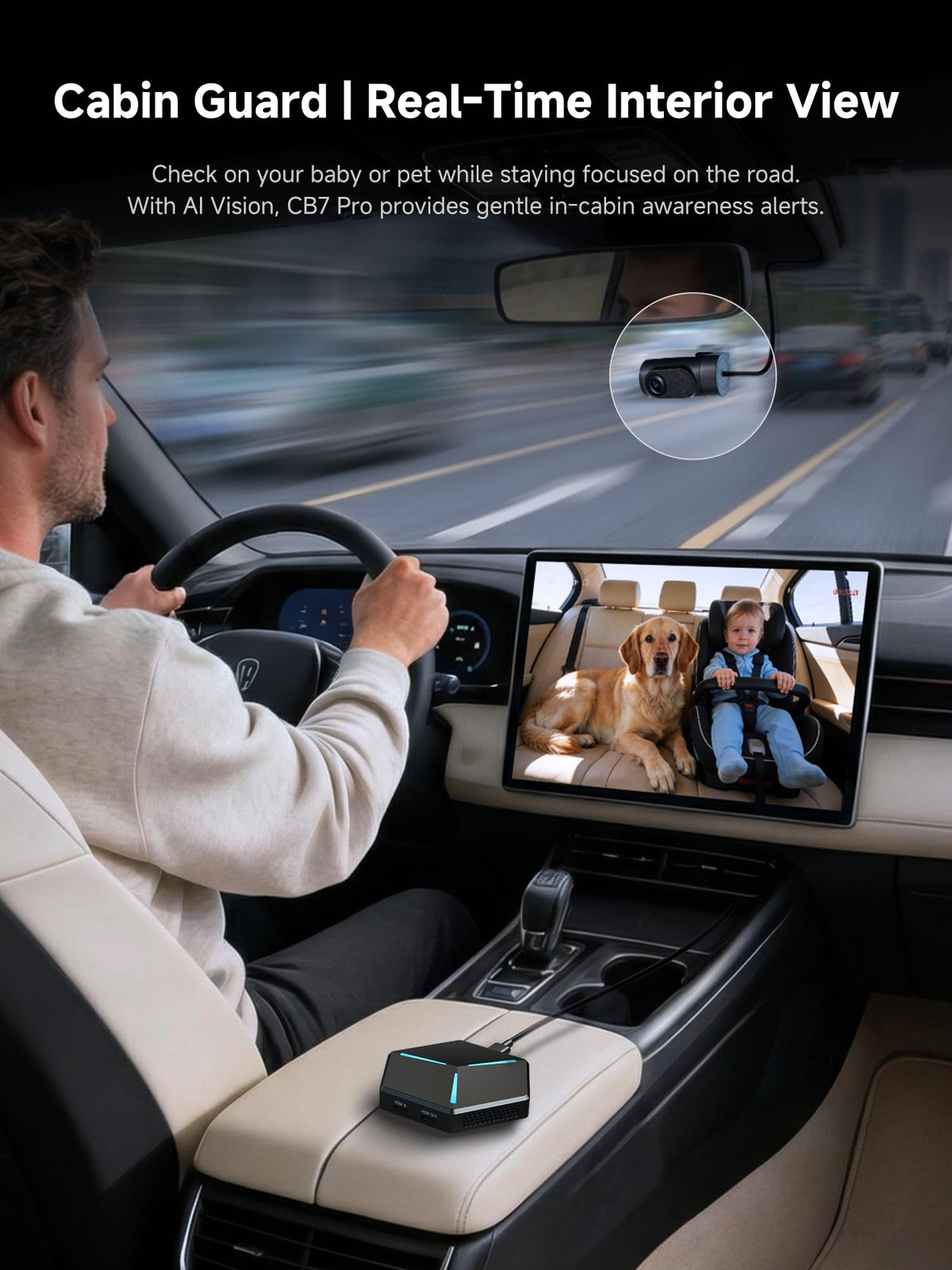 CB7 Pro CarPlay AI Box Android 13 with Camera for Baby Monitor