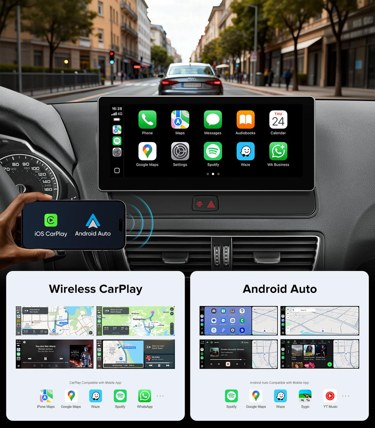 10.25" CarPlay Radio for Audi Q5 SQ5 (09-17) Concert & Symphony
