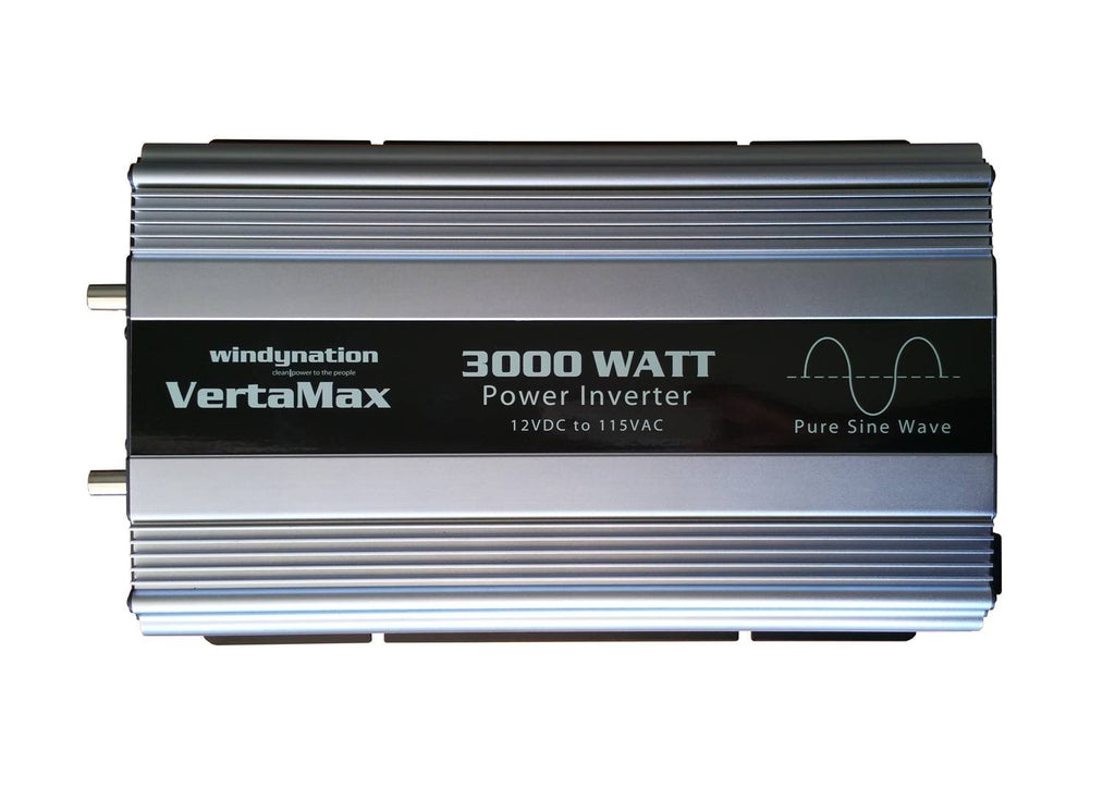 VertaMax Pure SINE Wave 3000 Watt (6000W Surge) 12V Power Inverter DC to 115 AC Car, Solar, Off-Grid, RV, Back Up Power