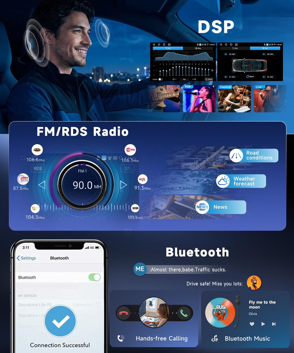 8 Core 6G+128G Android Car Stereo for Chevrolet Silverado/GMC Yukon 2007-2014 with Wireless Carplay Android Auto,10.1 Inch Touch Screen Car Radio