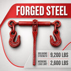 BXRTool US Chain Load Binder with Forged Grab Hooks ¼” – 5/16” -10 Pack - Heavy Duty - Chain Binder Tie Down - 2,600lbs WLL