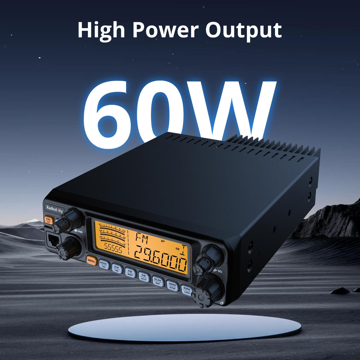 Radioddity QT60 Pro 10 Meter Mobile Ham Radio SSB/AM/FM/PA 60W, NOAA Alert