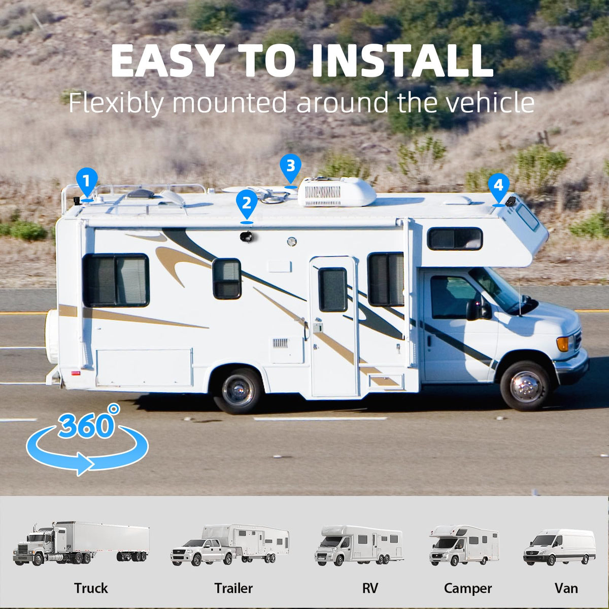 HD 1080p Backup Camera System Kit, 7-inch Reversing Monitor