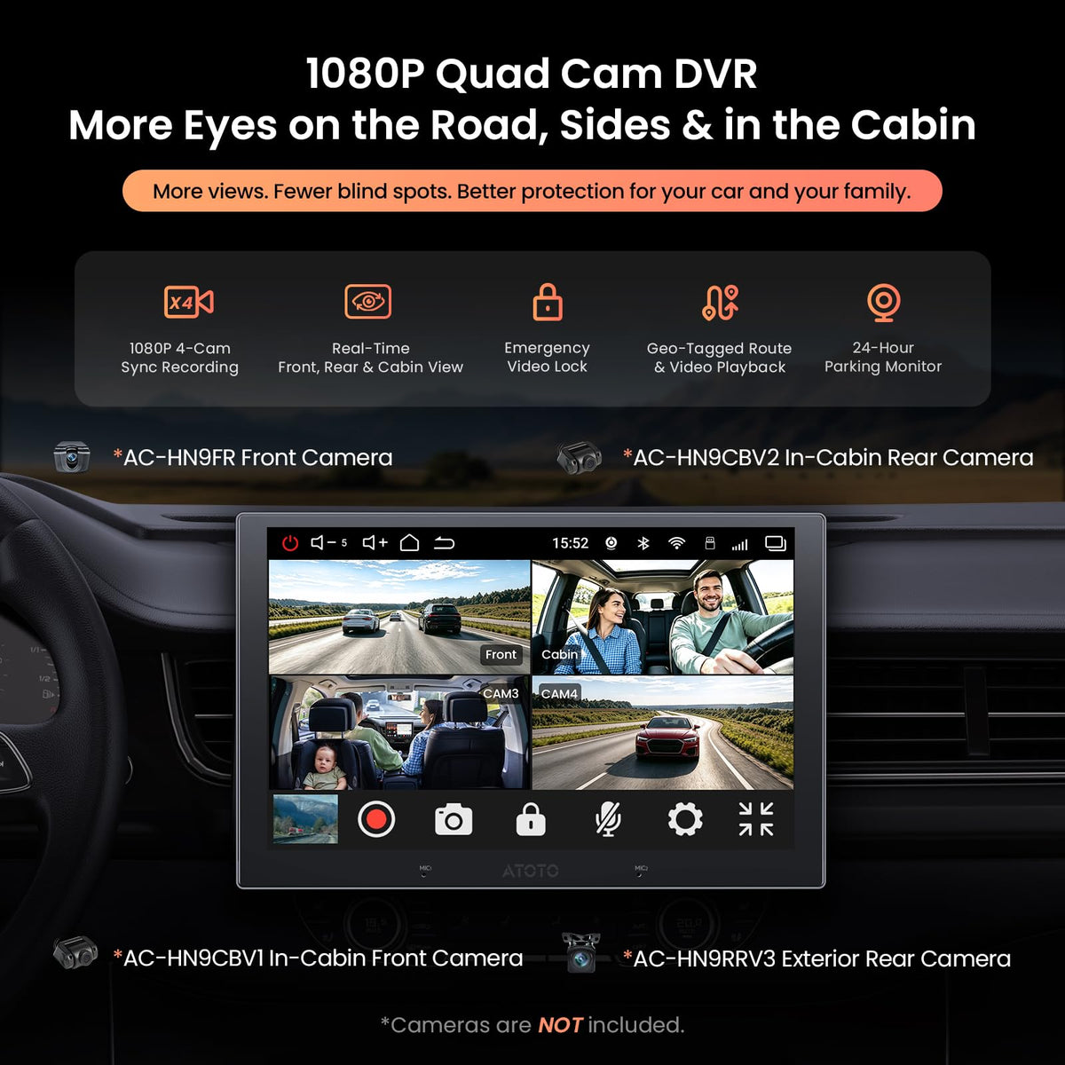 V10 9" Double Din Android Car Stereo, 4G LTE,6G+128G,in-Dash GPS