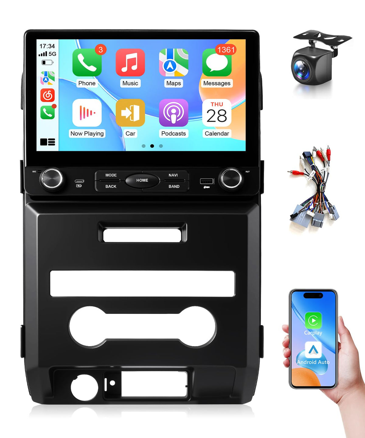 VQU Car Stereo for Ford F150 2009 to 2012, 10.2 Inch Car Radio Upgrade for F-150 2010 2011 Manual A/C, Android 13 Touch Screen CarPlay/Android Auto Radio with Backup Camera/FM/SWC/DPS (2+32G)