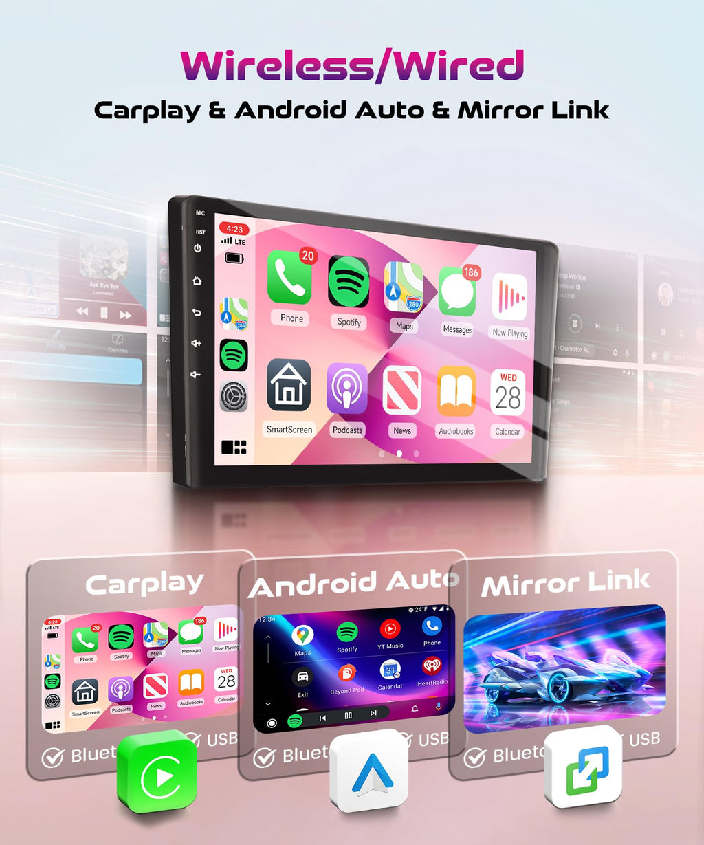 8 Core 6G+128G Android Car Radio for Honda CRV 2012-2016 with Wireless CarPlay Android Auto, 9” Touchscreen Car Stereo Mirror Link GPS WiFi Bluetooth FM RDS DSP EQ SWC Backup Camera