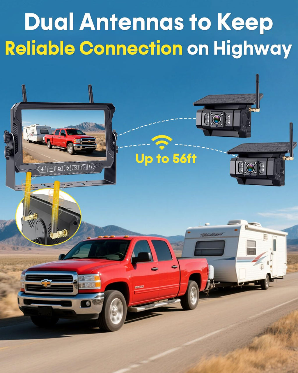 1080P Dual Magnetic Wireless Backup Camera - 7" Split-Screen for RV Trailer
