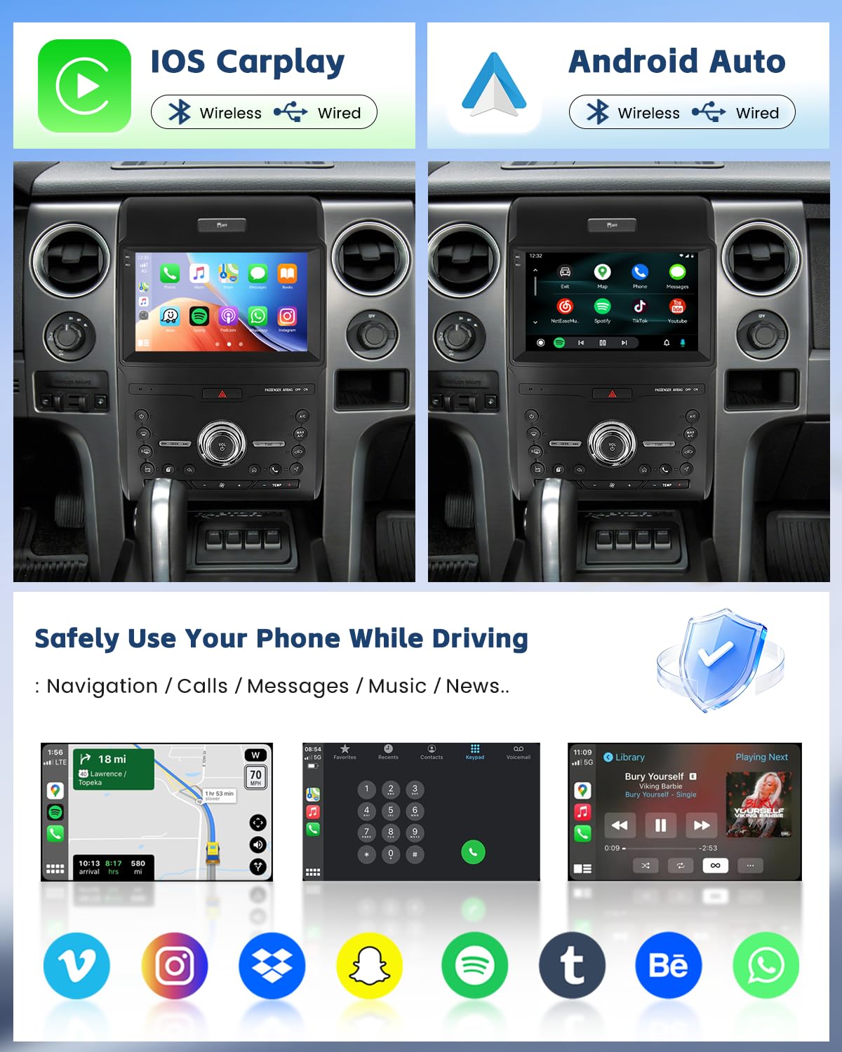[Roinvou] 4+128G 9" Android 15 Car Radio for Ford F150 2013 2014