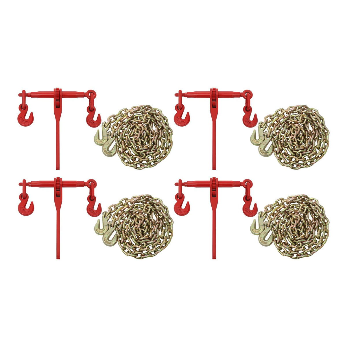 Chain and Binder Kit, 3/8-inch-1/2-inch Ratchet Load Binder 6,000 lb. Tension Strap Class 360° Swivel Hook Handle for Transporting, Securing Large Loads