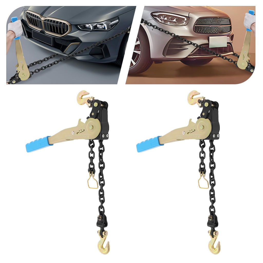 4 Pack 1/4"-5/16" Easy Ratchet Chain Binder with Grab Hooks & 6600 lbs WLL - Heavy Duty Tie Down Ratchet Load Binder for Flatbed Trailers & Trucks, Tractors, Transportation, Industry, Blue