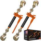 VULCAN Folding Handle Load Binder (Four Pack) with 2 Grab Hooks - Ratchet Style - 7100 Pound Safe Working Load (Works with 5/16 Inch or 3/8 Inch Grade 70 and Grade 80 Chain)