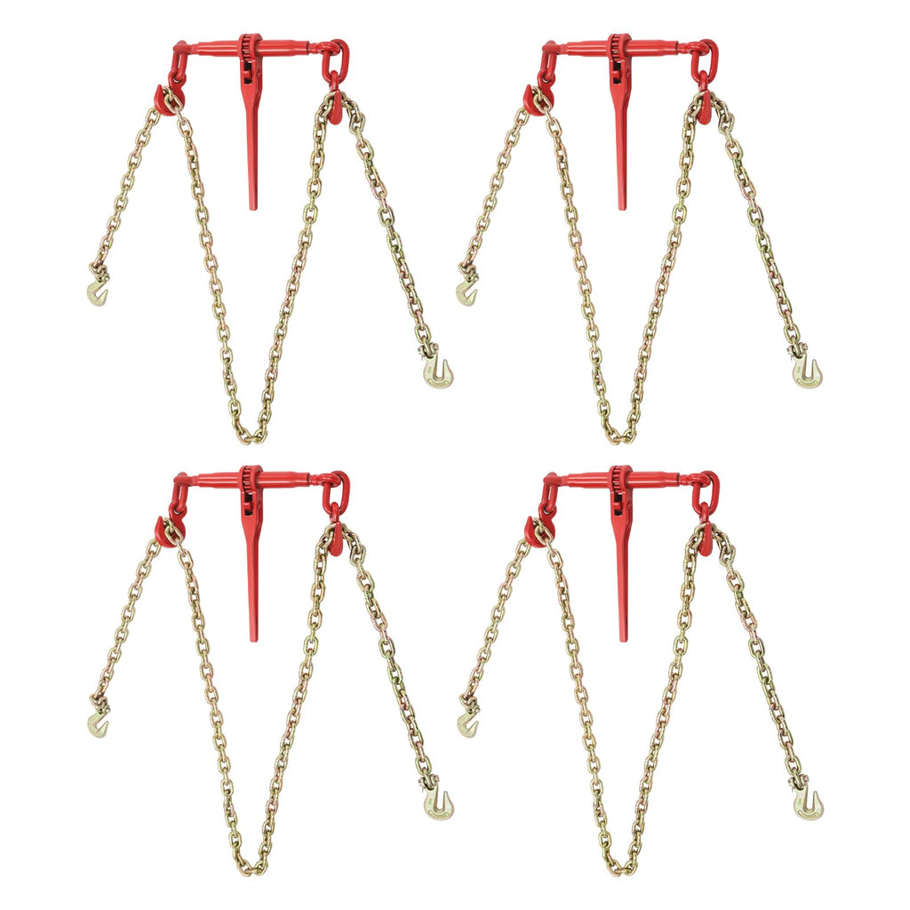 Chain and Binder Kit, 3/8-inch-1/2-inch Ratchet Load Binder 6,000 lb. Tension Strap Class 360° Swivel Hook Handle for Transporting, Securing Large Loads