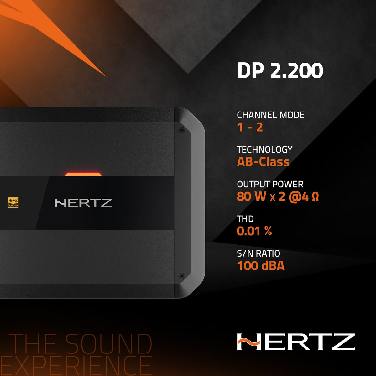 Hertz DP 2.200 AB-Class Stereo Amplifier 110 WRMS x 2 at 2Ω