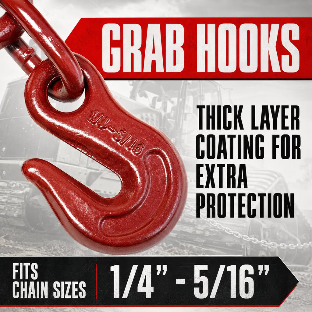 BXRTool US Chain Load Binder with Forged Grab Hooks ¼” – 5/16” -10 Pack - Heavy Duty - Chain Binder Tie Down - 2,600lbs WLL