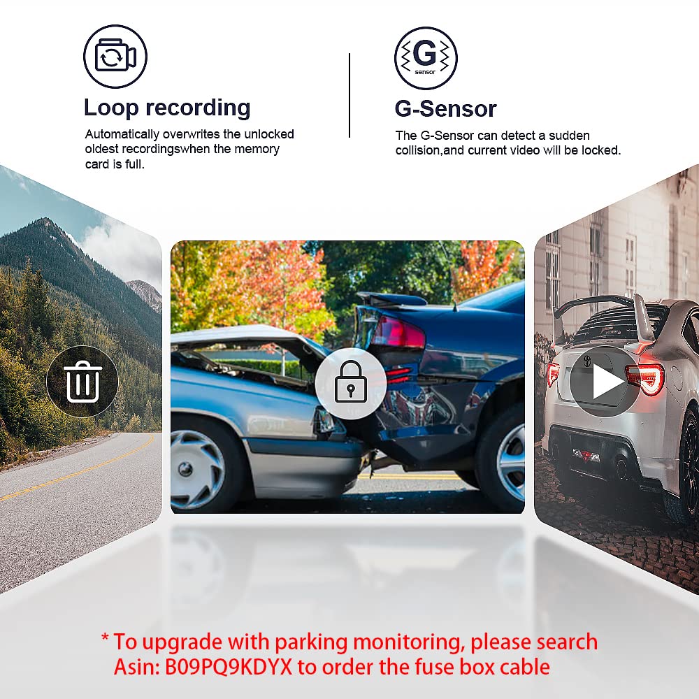 Fitcamx 4K Dash Cam Suitable for Ford Fusion 2013 2014 2015 2016 2017 2018 2019 2020 Sport S SEL Titanium Platinum SE Hybrid, OEM Style, 2160P Video WiFi, Loop Recording G-Sensor, Plug&Play, 64GB Card