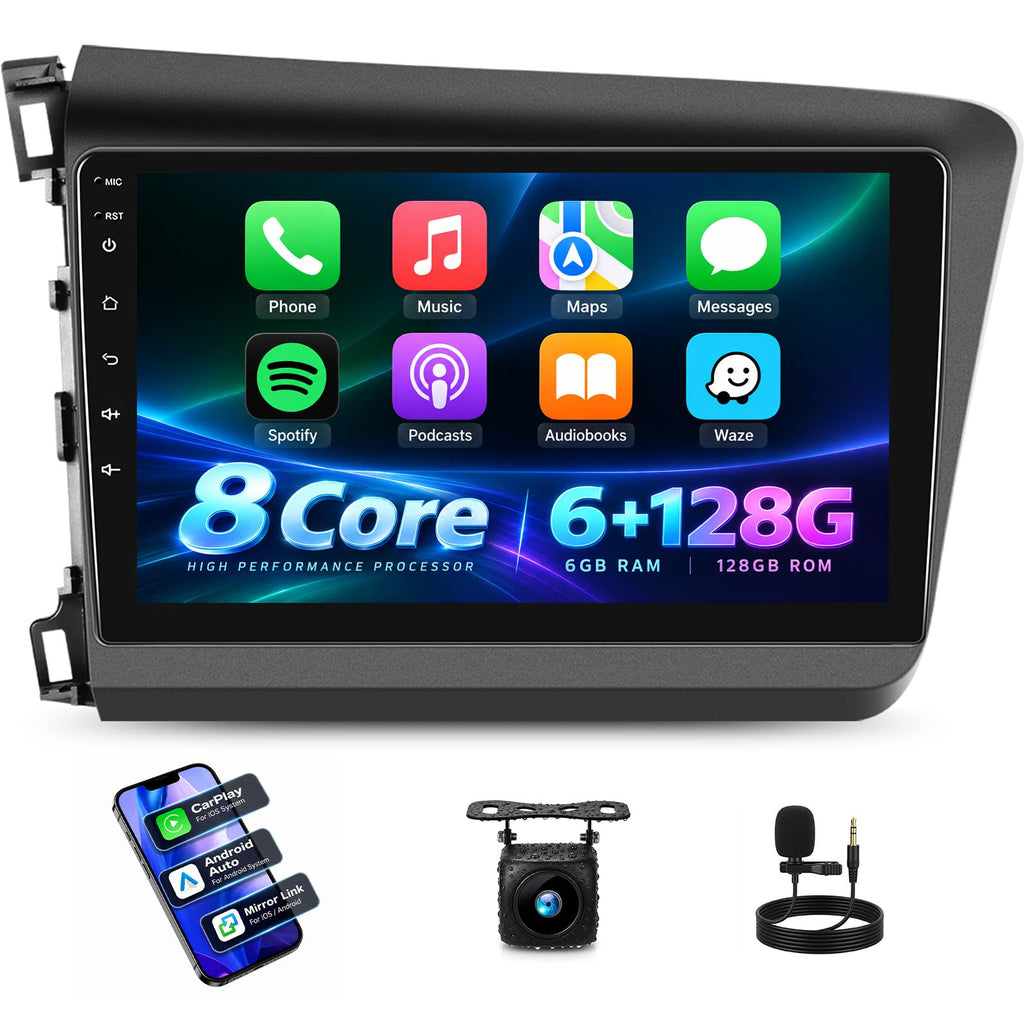 [6+128G] 8-Core Android 15 Car Radio Stereo for Honda Civic 2012-2015