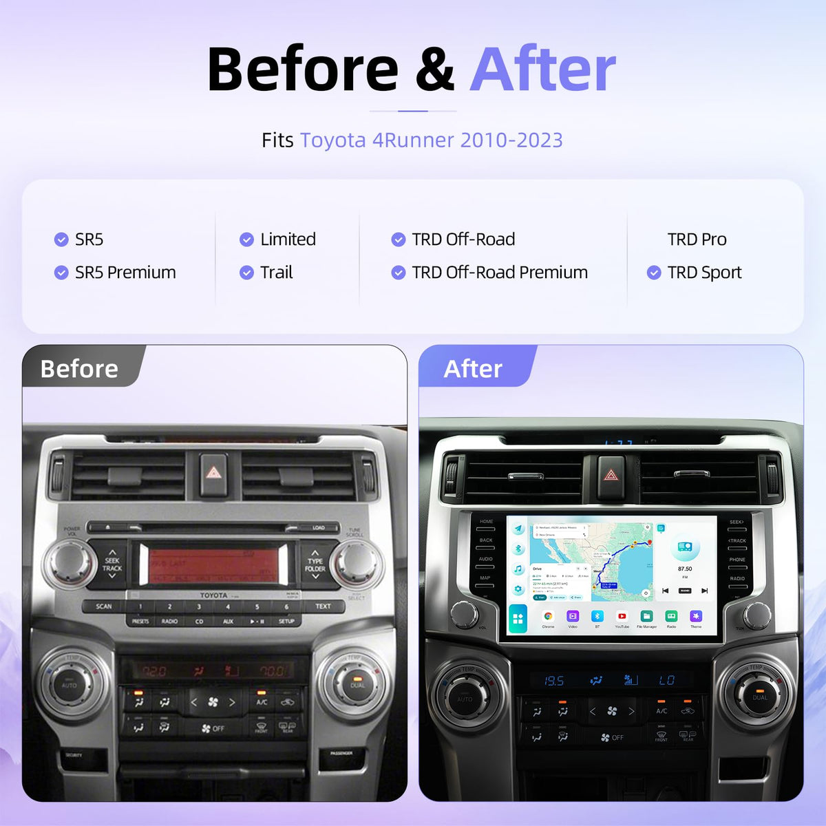 X14 9" Car Stereo for Toyota 4Runner 2010-2023