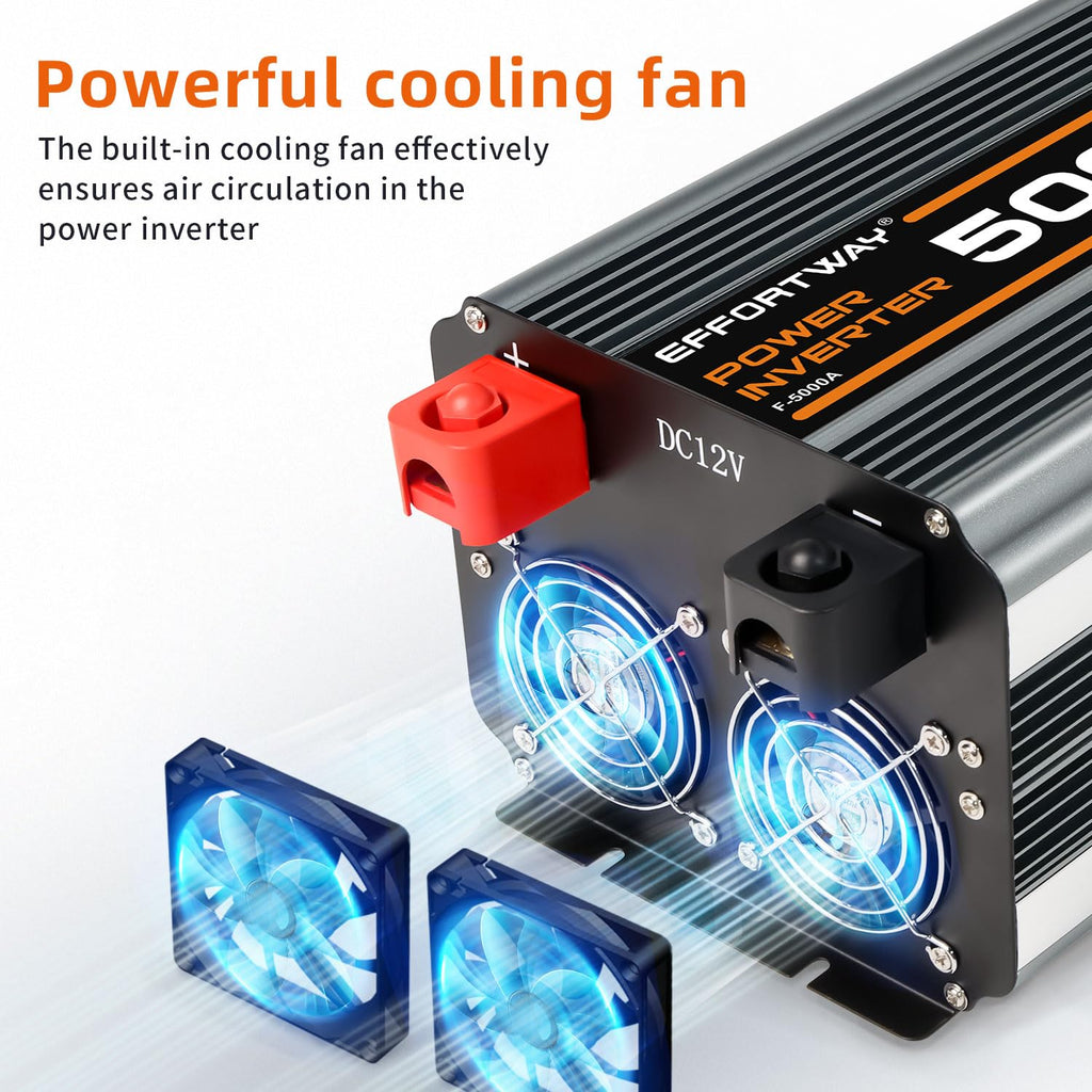 5000 watt Power Inverter DC 12V to AC 110V/120V Converter,10000w Peak.Comes with LCD Display,Wireless Controller, 4AC outlets,1USB.RV Inverter,Suitable for Camping,and Off-Grid Solar Inverter Systems