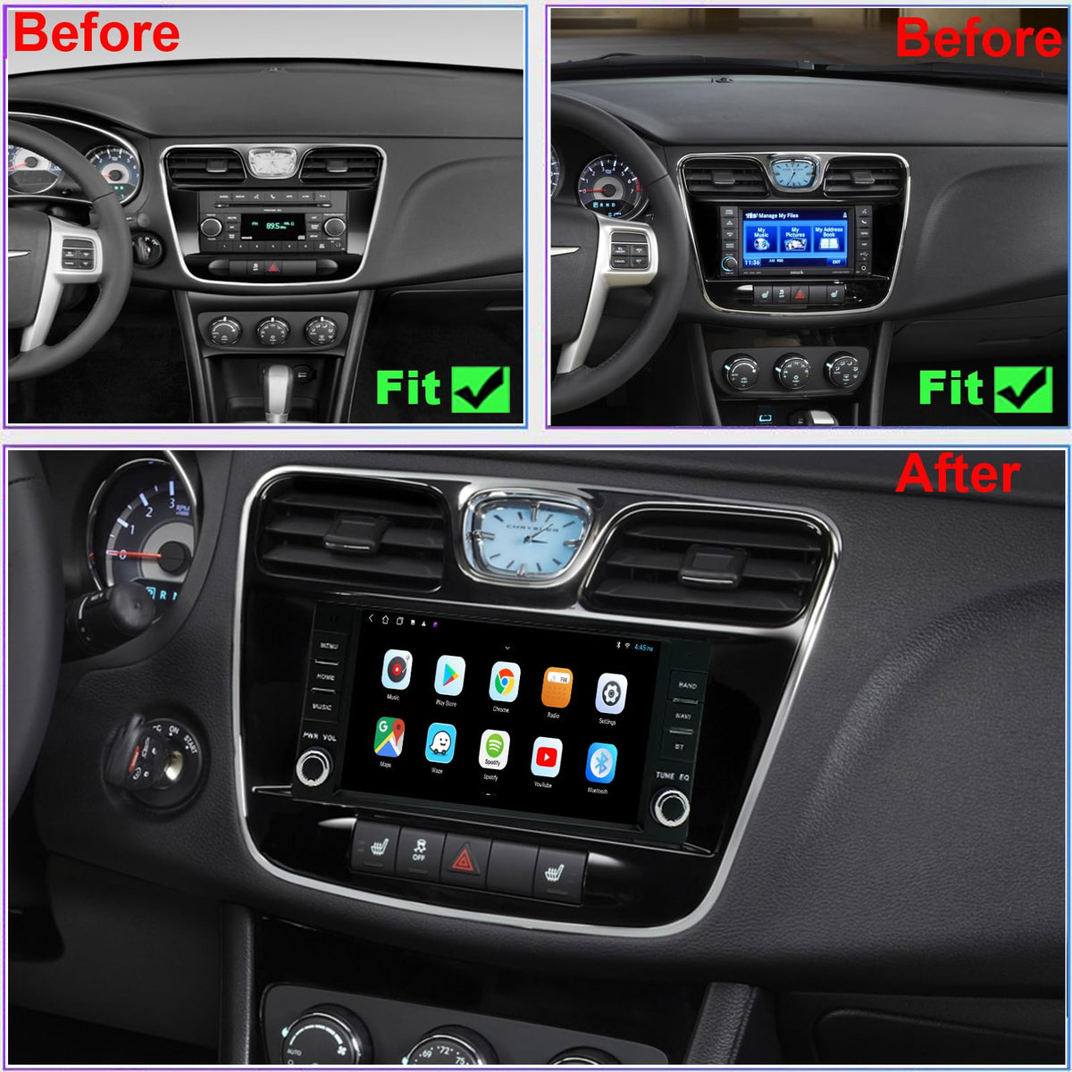 for Chrysler 200 Radio Upgrade 2011 2012 2013 2014 Android Stereo Replacement IPS Touch Screen Steering Wheel Control Build in Wireless carplay Android Auto Free Camera