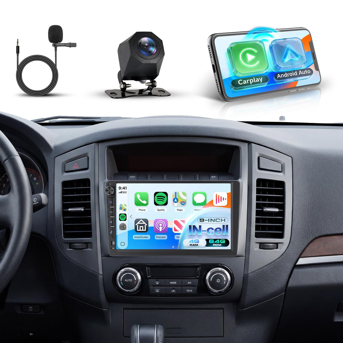 Rimoody 4G+64G Android Car Stereo for Mitsubishi Pajero 4 V80 V90 2006-2014