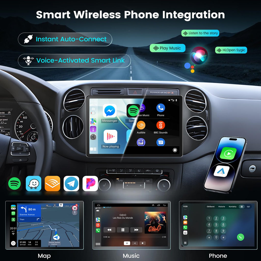 [4+64G] 11.5 inch Large Touch Screen for VW Tiguan 2006-2016: NHOPEEW 2000 * 1200P IPS Incell Touchscreen Tiguan Android Stereo - Carplay, Android Auto, 5G/WiFi, GPS, Custom Homepage + Backup Camera