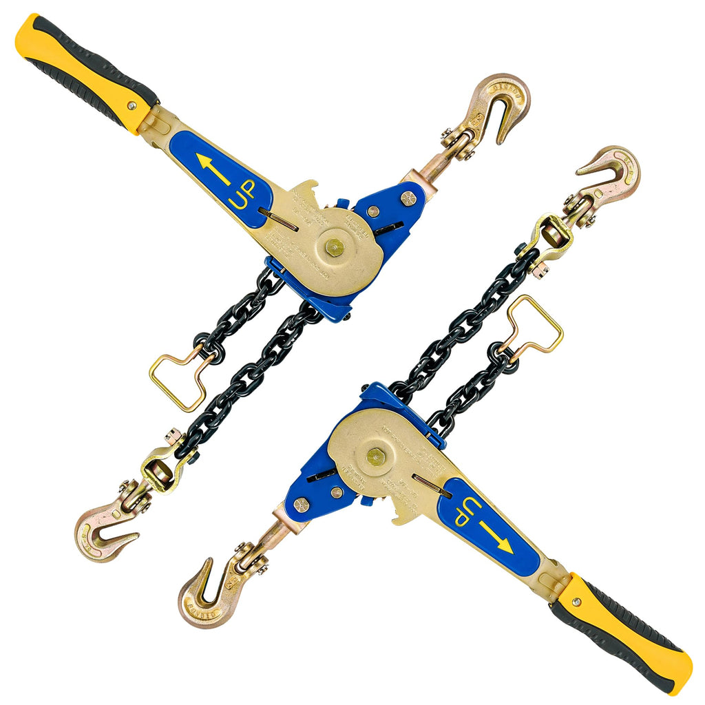 2 Pack 5/16"-3/8" EZ Ratchet Chain Binders with Grab Hooks