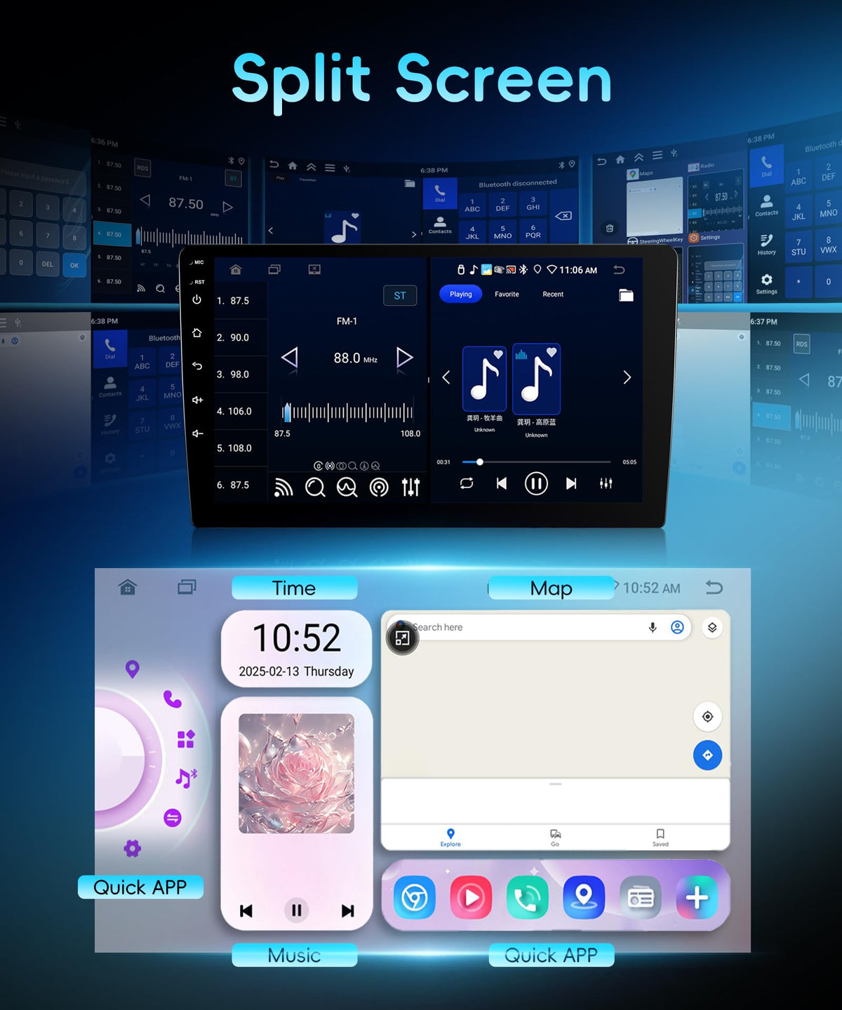 8 Core 6G+128G Android 15 Car Stereo for Suzuki Swift 2005-2010, 5GHz WiFi